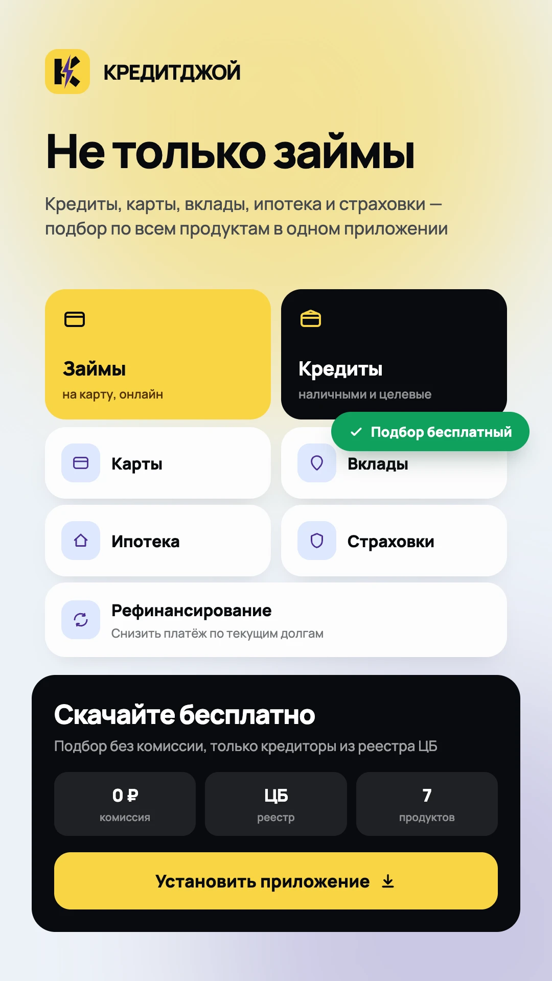 Каталог финансовых продуктов